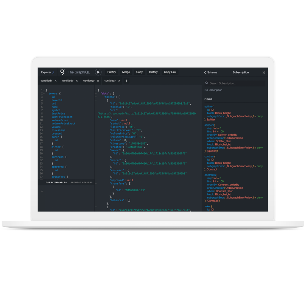 GraphQL development and Graph Node deployment, blockchain data indexing - MADNFTs